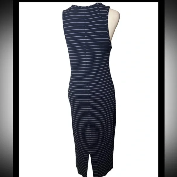 Marine Layer Lexi Daytime Stretch Midi Dress Blue Striped Med - Picture 6 of 6